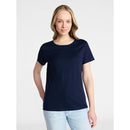 TIME AND TRU WOMEN'S COTTON CREWNECK TEE SHORT SLEEVES - SIZE: S - DARK NAVY - Like New