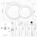 WELLIFE 350Pcs Silver Plastic Plates with Disposable Silverware - Silver - Brand New