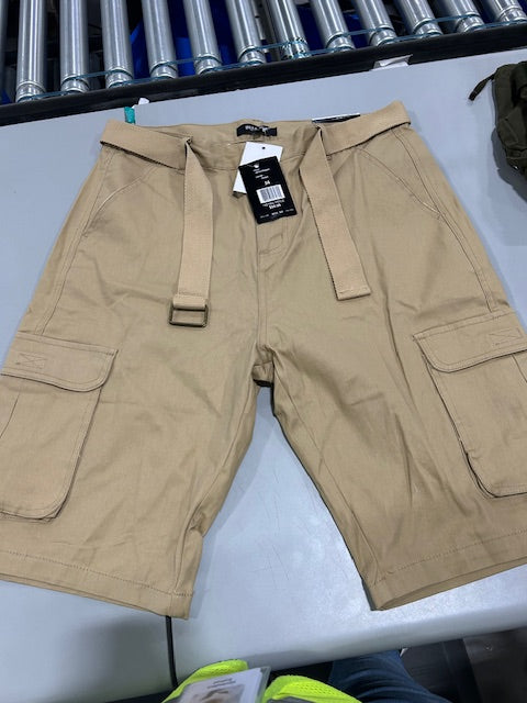 BLUE ICE NEW YORK CARGO SHORTS - SIZE: MEN 34 - KHAKI - Brand New
