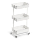 ORCHIDLEAF 3 TIER UTILITY ROLLING CART, HEAVY DUTY METAL ROLLING CART - WHITE - Like New