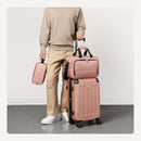 AMAZON BASICS 3-PIECE LUGGAGE SET INCLUDING CARRY-SET 22" HARDSIDE - ROSE GOLD - Like New