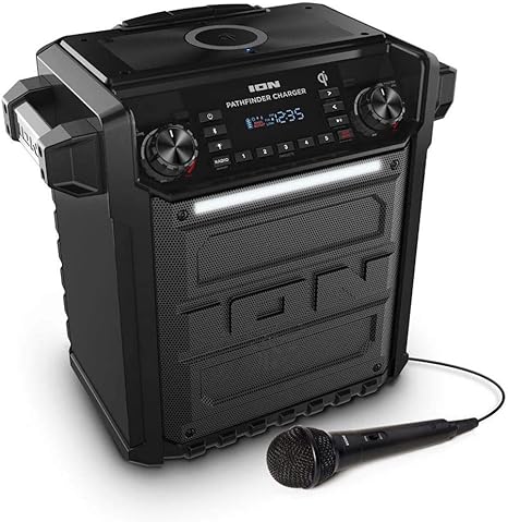 ION Pathfinder Charger Bluetooth Portable Speaker Microphone IPA105Q - BLACK - Like New