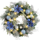 WANNA-CUL Pre-Lit 24 Inch Christmas Wreath 30 LED Lights - Wreath Only - Like New