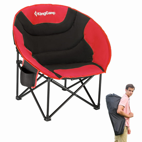 KINGCAMP OVERSIZED SAUCER ROUND CAMPING CHAIR PORTABLE PADDED KC3816 - RED - Like New