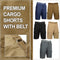 GALAXY BY HARVIC COTTON STRETCH RIPSTOP CARGO SHORTS WITH BELT SIZE 34 BLACK - Brand New