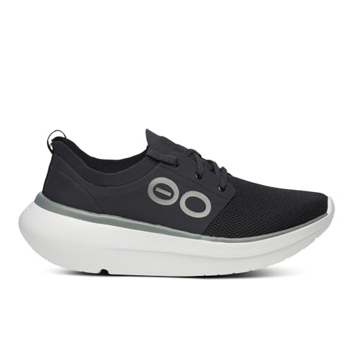 09012024 OOFOS MEN’S OOMY STRIDE RECOVERY SHOE BLACK/WHITE SIZE 9 M - Like New