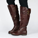 Journee Collection Women's Tori Stacked Heel Riding Boots Brown Wide Calf - 8.5 - Brand New