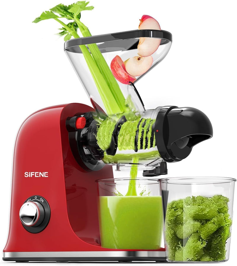 SiFENE Cold Press Juicer Machine, Slow Masticating, Vegetable Fruit JS3304 - Red Like New