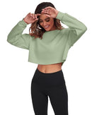 FKEEP CROPPED SWEATSHIRTS WOMEN LONG SLEEVES CREWNECK PULLOVER ZGREEN-M - Brand New