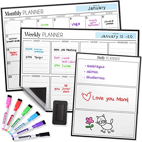 Cinch Magnetic Calendar Bundle: 3 Boards of 17"x12" Monthly, Weekly Like New