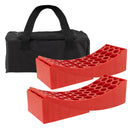 RECPRO RV CAMPER LEVELING KIT WITH CURVED LEVELERS AND WHEEL CHOCKS 2 PACK - RED - Like New