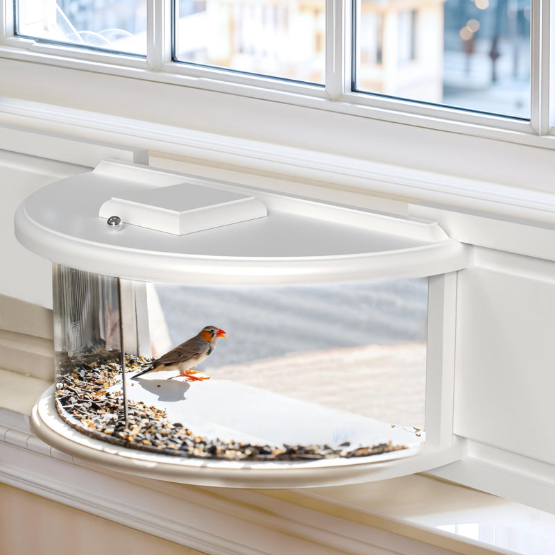 Simple Deluxe Upgraded 180° Clear View Wooden Window Bird Feeder Inside House - Like New