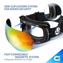 VANRORA SKI GOGGLES INTERCHANGEABLE LENS,BLACK FRAMES/GRAY LEN REVO RED COATINGS - Like New