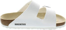BIRKENSTOCK UNISEX ARIZONA LEATHER SANDALS - SIZE: MEN 4 WOMEN 6 - WHITE/BEIGE - Like New