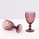 TABLECLOTHS FACTORY 6-PACK EMBOSSED CRYSTAL CUT STEMMED 12OZ 7" - DUSTY ROSE - Like New