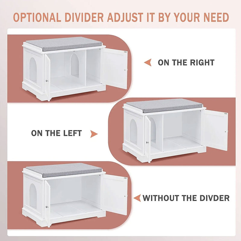 SUMELL SWEETGO CAT WASHROOM BENCH LITTER BOX REMOVABLE PARTITION WALL - WHITE - Like New