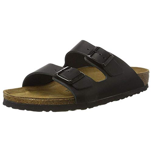 BIRKENSTOCK ARIZONA NARROW LEATHER UNISEX SANDALS SIZE 10 MEN/12 WOMEN BLACK - Like New