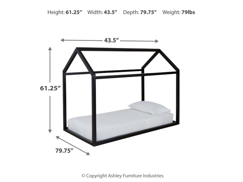 FLANNIBROOK TWIN HOUSE BED FRAME - BLACK - Like New