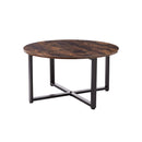 LIFE CONCEPT CORAL FLOWER ROUND COCKTAIL TABLE METAL FRAME RUSTIC BROWN BROWN - Like New