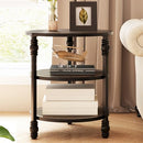 IDEALHOUSE Round End Table, Small Side Table with 3 Shelves for Living Room - Brand New