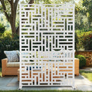 TUYOHW 72" H×47" W METAL PRIVACY SCREEN OUTDOOR 3 PANELS A-GE04002 - WHITE - Like New