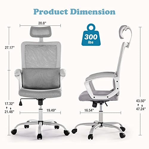 JHK Ergonomic High Back Mesh Lumbar Computer Rolling Task Office Chairs - Gray - Like New