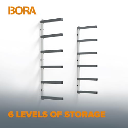 BORA PORTAMATE 6-LEVEL WOOD STORAGE RACKS LUMBER - WHITE/GRAY - Like New