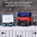 VICTROLA VINTAGE 3-SPEED BLUETOOTH PORTABLE SUITCASE - LIGHT GRAY/LINEN - Like New