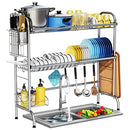 HOWDIA Stainless Steel 2-Tier Over The Sink Dish Drying Rack with Utensil Holder - Like New