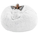 RAINBEAN BEAN BAG CHAIR COVER SOFT FLUFFY PV VELVET SOFA BED 5FT - WHITE - Like New