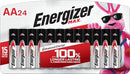 ENERGIZER AA BATTERIES, MAX DOUBLE AA BATTERY ALKALINE, 24 COUNT, 12 Year - Brand New