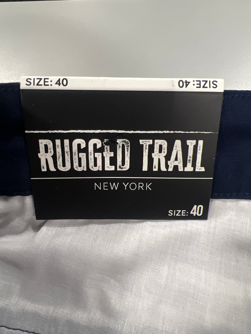 RUGGED TRAIL MEN'S SLIM FIT STRETCH BELTED CARGO SHORTS - SIZE: MEN 40 - NAVY - Brand New