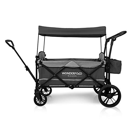 WONDERFOLD X2 PUSH & PULL STROLLER WAGON 2 SEATER - COLLAPSIBLE STONE GRAY - Like New