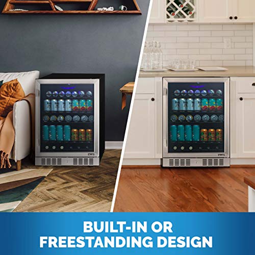 NewAir 24" Beverage Refrigerator Cooler 177 Can Capacity NBC177SS00 - BLACK - Like New