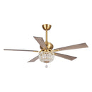 PARROT UNCLE 52" GANGA MODERN DOWNROD MOUNT REVERSIBLE CRYSTAL CEILING FAN, GOLD - Like New