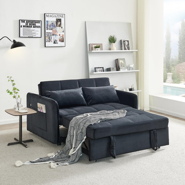 GENERIC 55.5" TWINS PULL OUT SOFA BED BLACK VELVET W1097104078 - Scratch & Dent