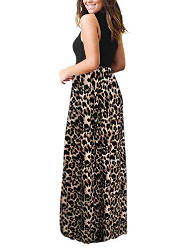 MOLERANI Women's Loose Plain Maxi Dresses Casual Long Dresses - Size XL Leopard - Brand New