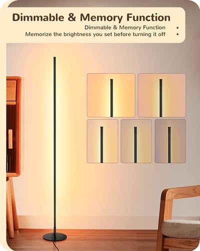 EDISHINE LED Corner Lamp, Set of 2 Minimalist Dimmable Tall Light with Remote - Like New