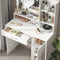 VANITY DESK SQUARE MIRROR LAMP WOODEN STORAGE MAKEUP VANITY - WHITE - Like New