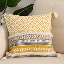 BLUE PAGE BOHO TUFTED DECORATIVE THROW PILLOW COVERS 22 X 22 INCHES - YELLOW - Like New