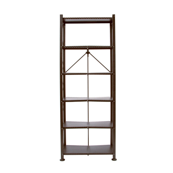 Origami 6 Tier Classic Stamped Steel Bookcase Shelf Organizer Rack - Bronze - Like New
