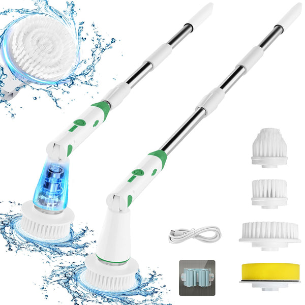 Electric Spin Scrubber, 2024 New Bathroom Cleaner, Power Shower - White/Green - Like New