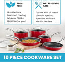 Granite Stone 10-Piece Non-stick Pots and Pans Cookware Set 7208 - RED - Like New