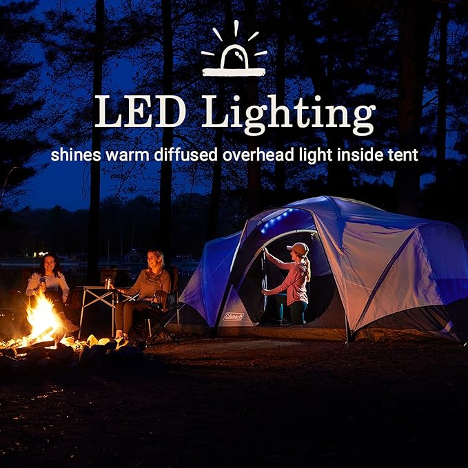 Coleman Skydome Camping Tent LED Lights Weatherproof 4/8 Person - Scratch & Dent