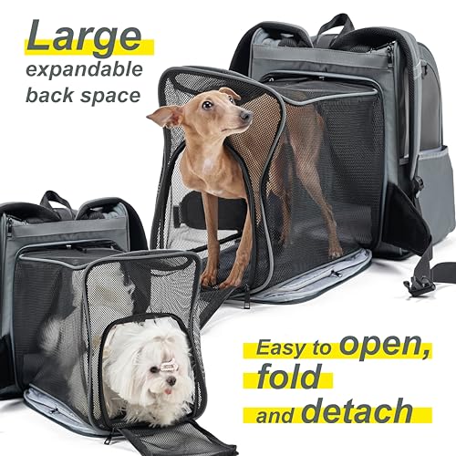 WILDGOGO EXPANDABLE PET CARRIER AIRLINE-APPROVED FOLDABLE AND DETACHABLE - GRAY - Like New