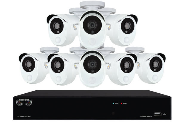 Night Owl 8 Camera HD Video Security System 1080P HD Video C-881-PIR1080 - White Like New