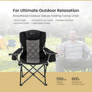 ARROWHEAD OUTDOOR PORTABLE DELUXE CAMP CHAIR HEAVY DUTY 550 LBS - BLACK/GRAY - Like New