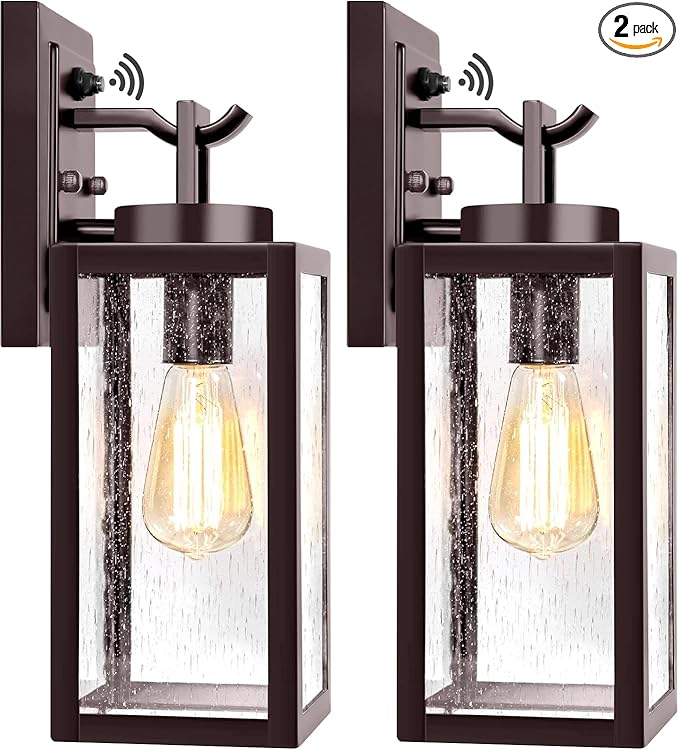 MUYI by VERRON 2 PACKS DUSK TO DAWN OUTDOOR WALL LANTERN - Oil-Rubbed Bronze - Like New