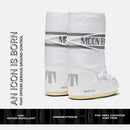 MOON BOOT UNISEX ICON TALL NYLON SNOW BOOTS - SIZE: MEN 3.5-6 WOMEN 4.5-7- WHITE - Like New