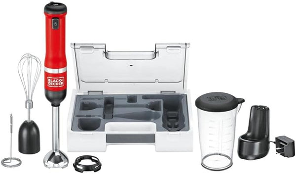 BLACK+DECKER Kitchen Wand Cordless Immersion Blender 3 in 1 Multi Tool Set - RED - Like New